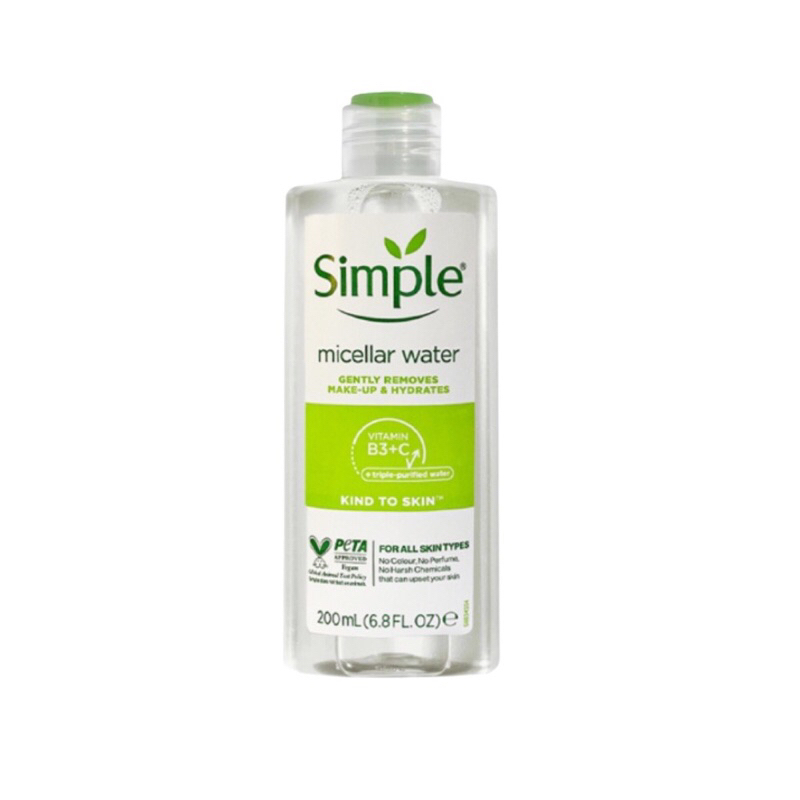 Nước tẩy trang Simple 200ml mẫu mới làm sạch da sau trang điểm phù hợp cho da nhạy cảm và mọi loại da