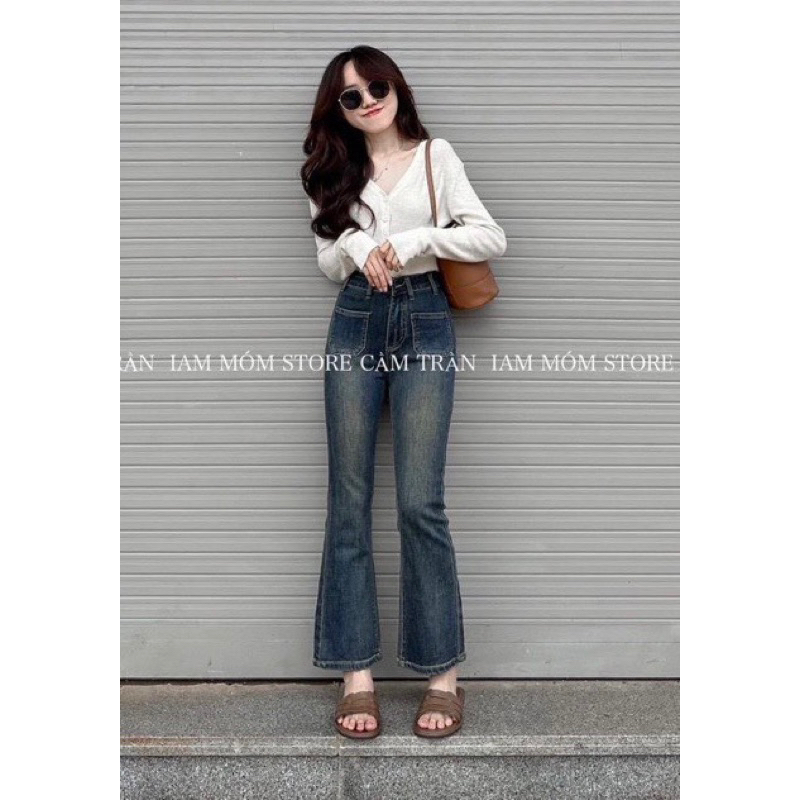 Quần jeans ống loe 2 túi trước dãn hot #4040