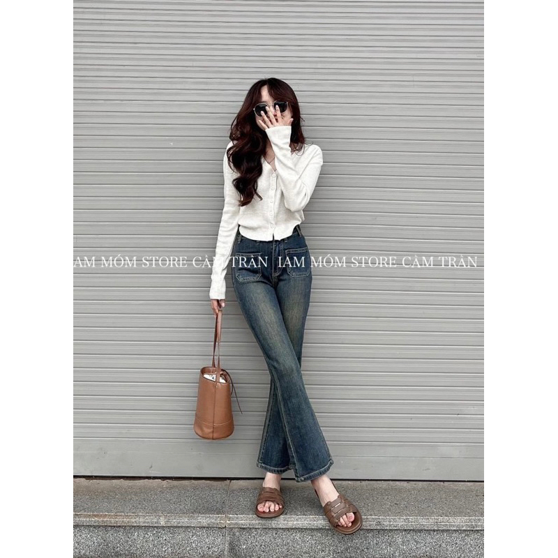 Quần jeans ống loe 2 túi trước dãn hot #4040