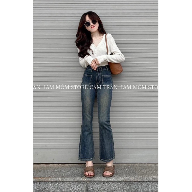 Quần jeans ống loe 2 túi trước dãn hot #4040
