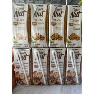 Combo 4 lốc sữa hạt óc chó, hanh nhan Vinamilk ít đường 180ml- Lốc 4 hộp