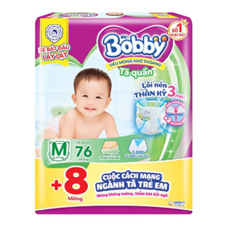 Mẫu Mới Bỉm Bobby tã quần quần M76+8,L68+8,XL62+8,XXL56+8..