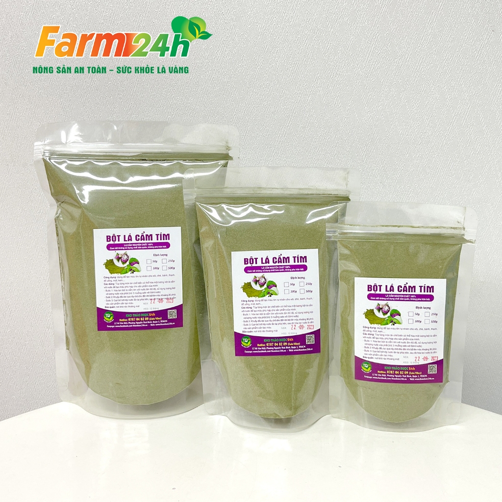 Bột lá cẩm tím 100% nguyên chất, tạo màu tím và mùi vị tự nhiên, nấu xôi, bánh, thạch, mứt, chè, rau câu, hàng công ty