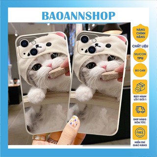 Ốp lưng iphone mèo ngậm kẹo cute M44 dẻo cạnh vuông chống sốc bảo vệ camera 7plus/8plus/x/xsmax/11/12/13/14/pro/promax