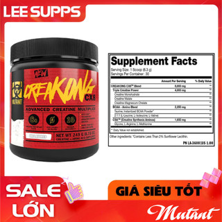 Creatine + bcaa mutant creakong cx8 249g 30 lần dùng - tăng sức mạnh cơ bắp chống mỏi mệt