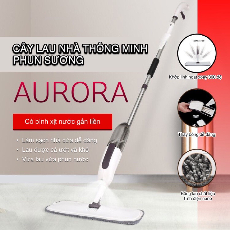 Cây lau nhà phun sương, Chổi Lau Nhà Phun Sương Có bình xịt thông minh SPRAYMOP HỘP ĐEN