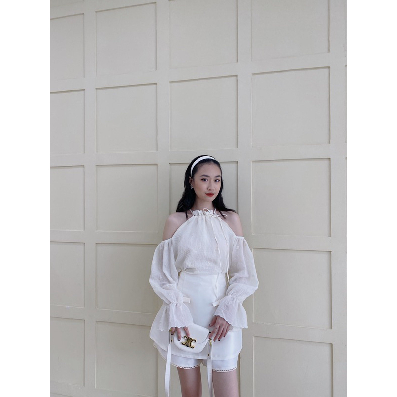 Set áo yếm tơ chân váy tafta be 261