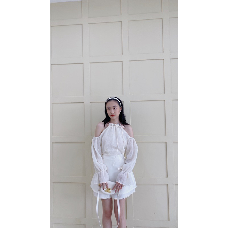 Set áo yếm tơ chân váy tafta be 261