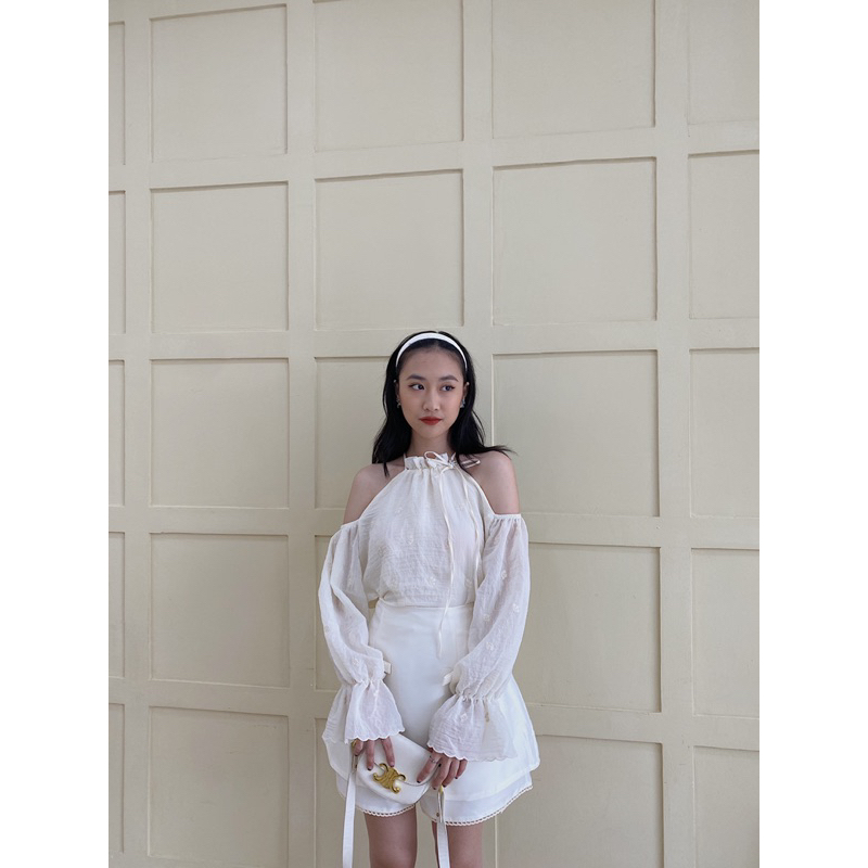 Set áo yếm tơ chân váy tafta be 261