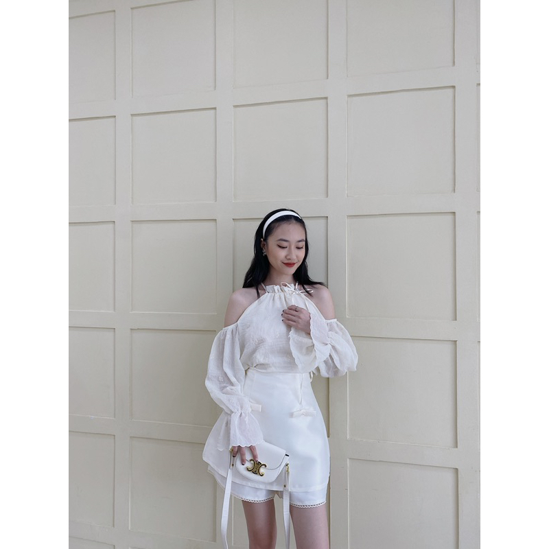 Set áo yếm tơ chân váy tafta be 261