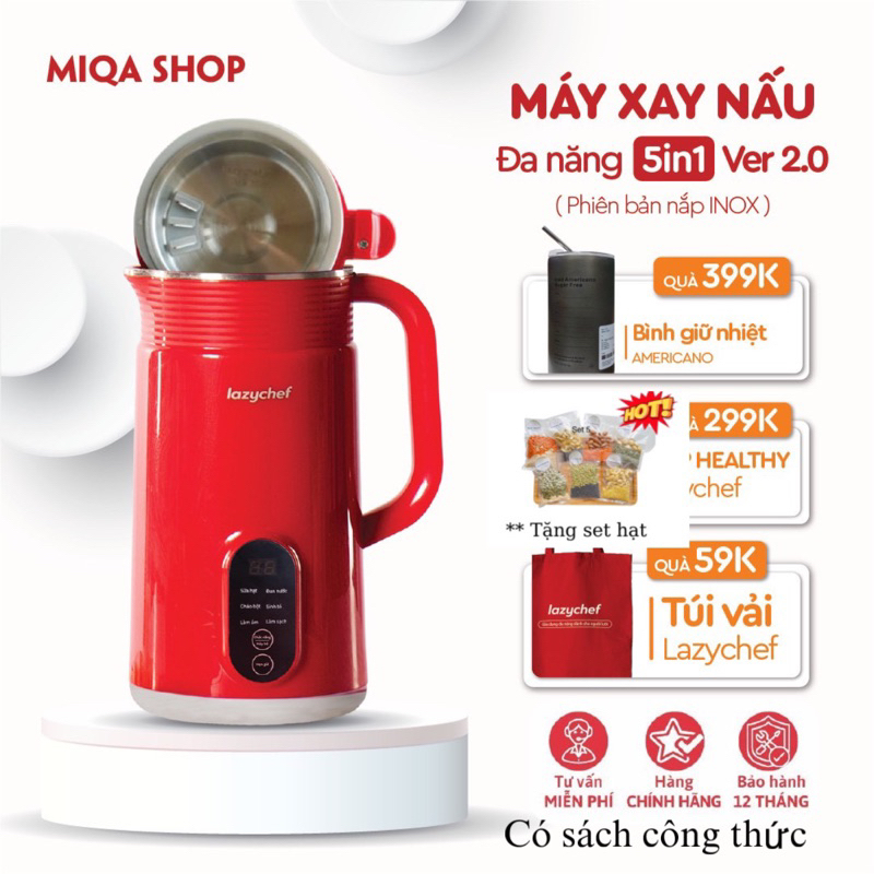 Máy làm sữa hạt, xay nấu đa năng Lazy Chef - 5 chức năng trong 1, công nghệ Đức Chính Hãng