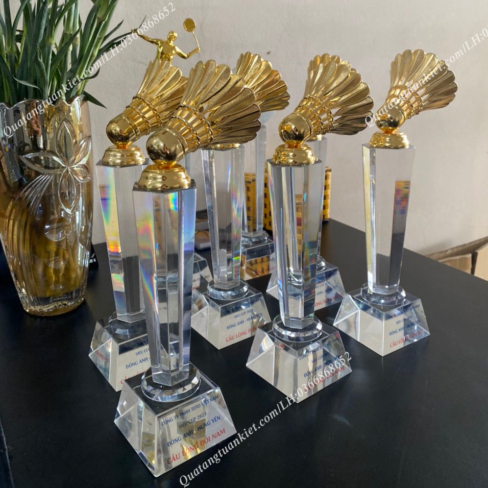 Cúp Pha Lê Môn Cầu Lông Mạ Vàng