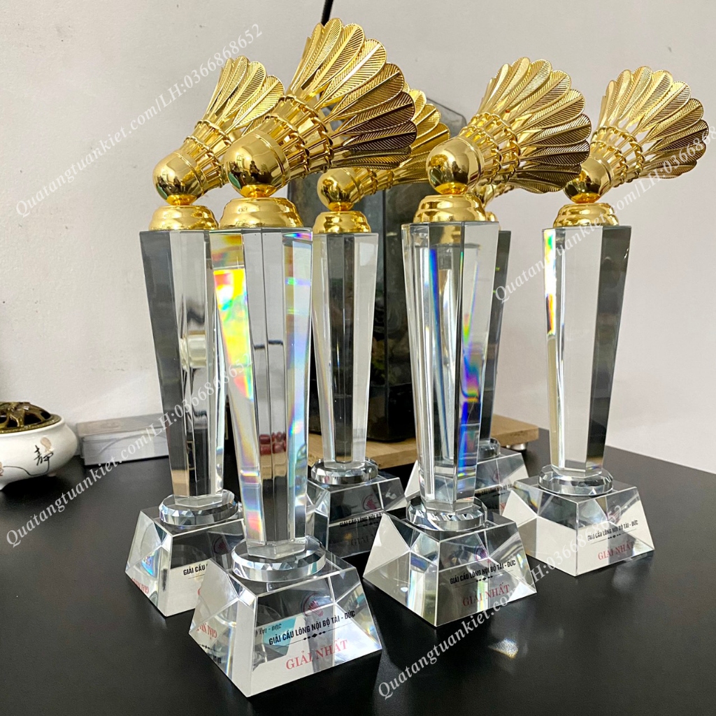 Cúp Pha Lê Môn Cầu Lông Mạ Vàng