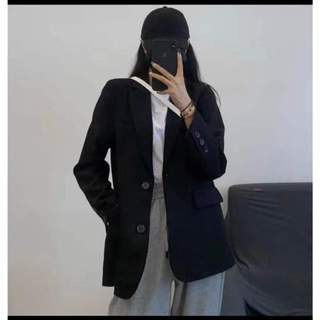 Áo blazer basic 2 lớp có đệm vai - 3 màu kem/đen/nâu