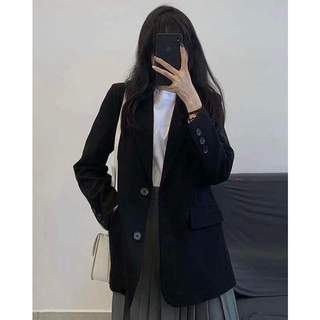 Áo blazer basic 2 lớp có đệm vai - 3 màu kem/đen/nâu