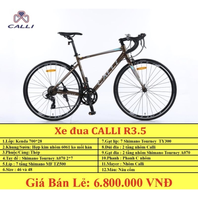 Xe Đạp Đua Calli R3.5 Tay Đề Lắc Khung Nhôm 700C