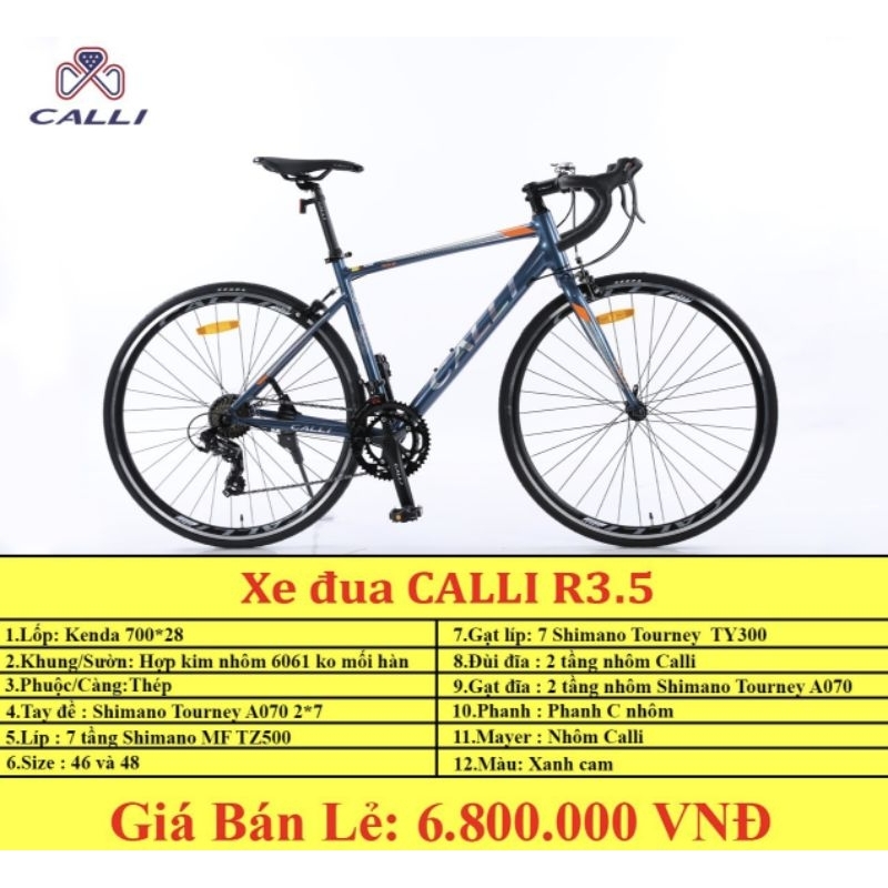 Xe Đạp Đua Calli R3.5 Tay Đề Lắc Khung Nhôm 700C