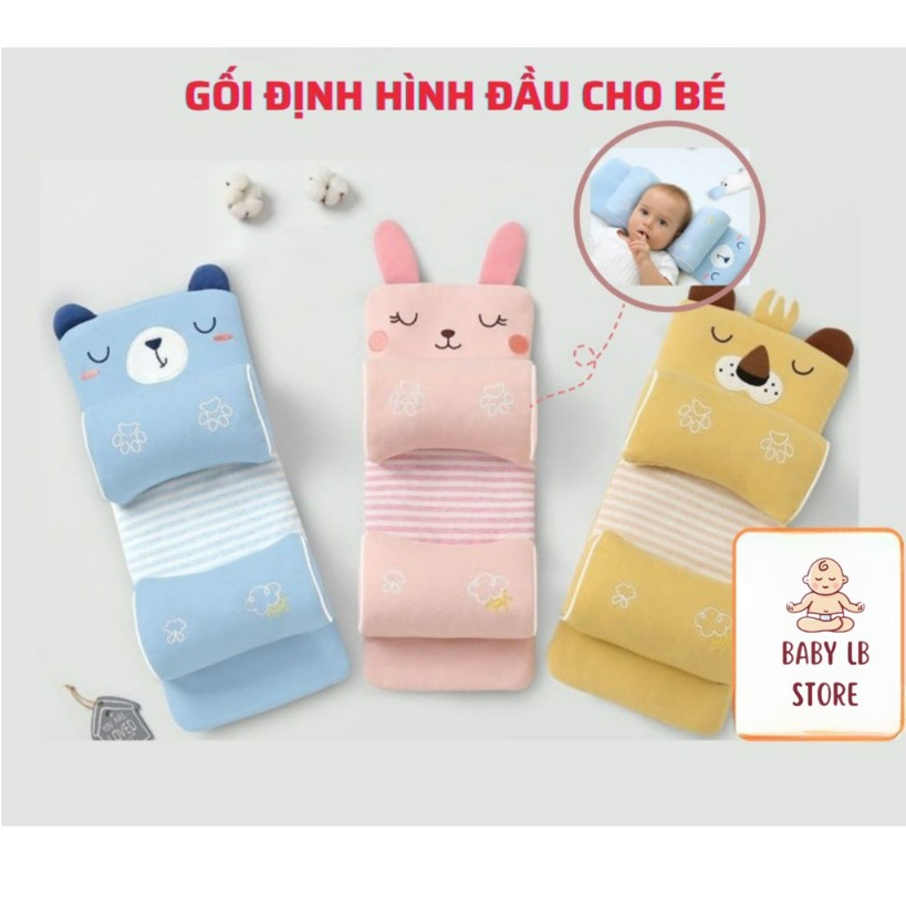 Gối chặn định hình đầu cho bé sơ sinh BabyLB chống méo đầu bẹp đầu, gối chống giật mình giúp bé sơ sinh ngủ ngon