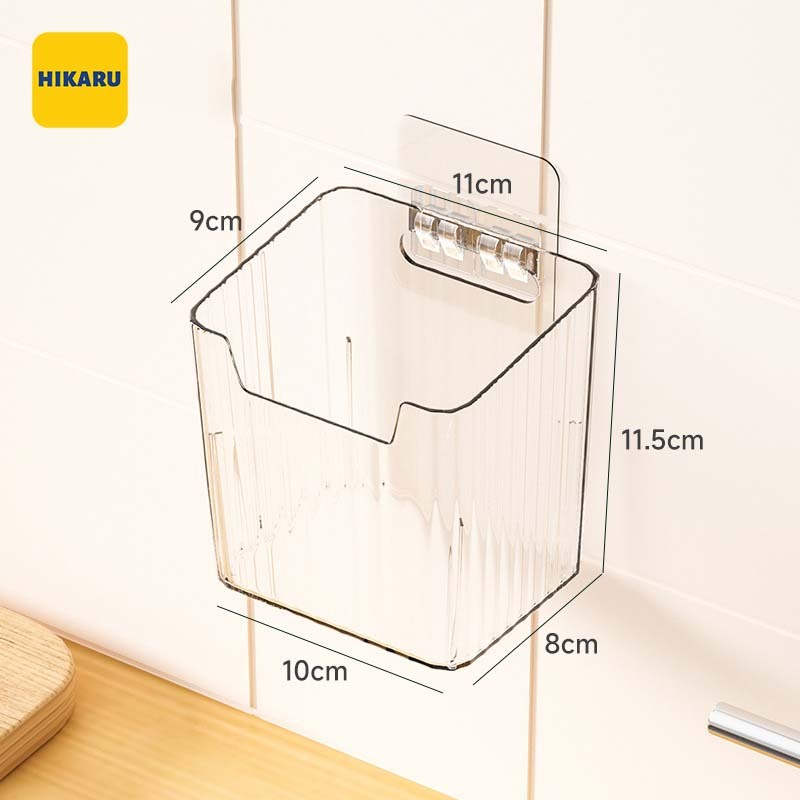 Hộp Đựng Đồ Dán Tường  HIKARU Cao Cấp 2 Màu Trong Suốt Cao Cấp Đựng Hành Khô Tỏi Khô Đồ Nhà Tắm