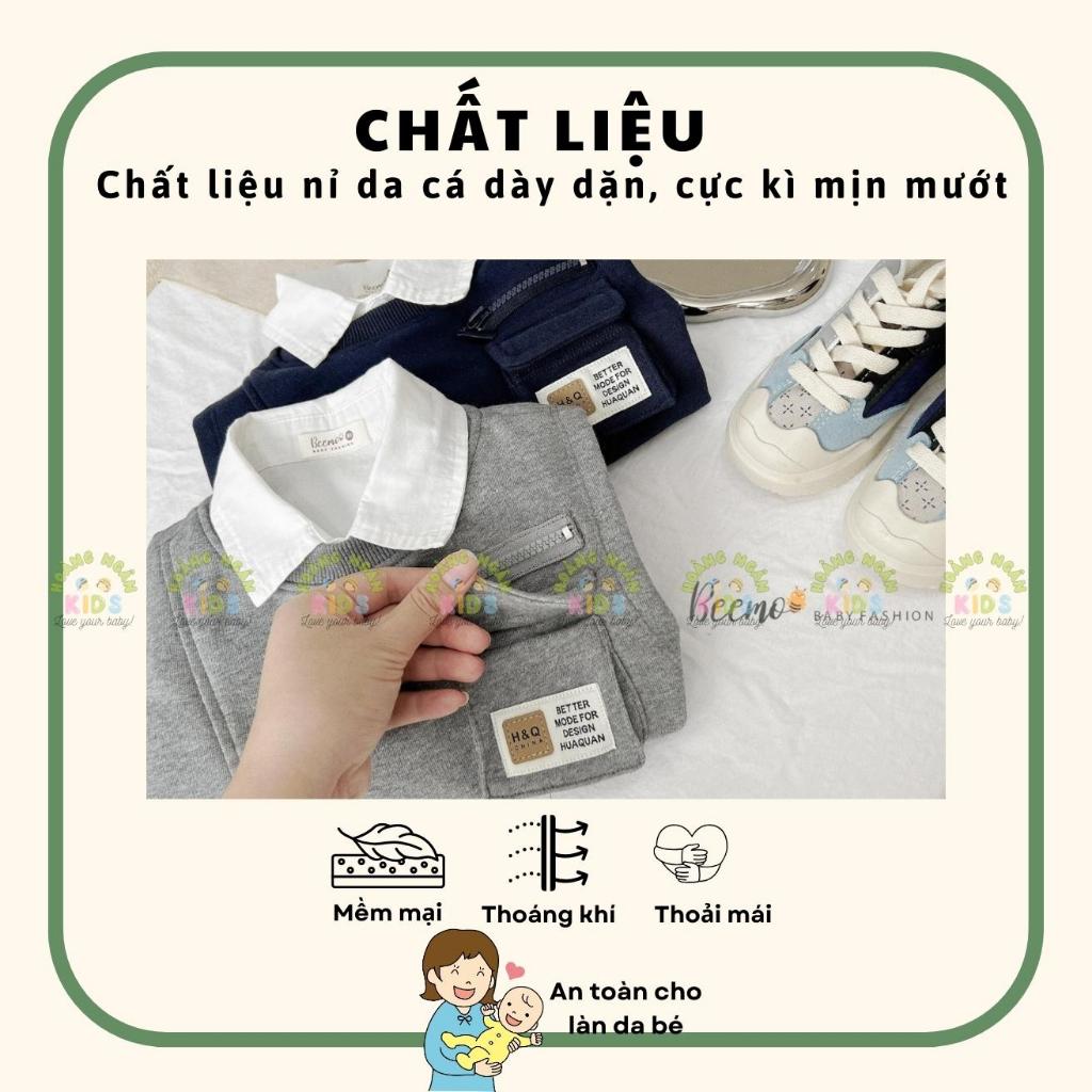 Áo gile nỉ da cá phối hộp cá tính, áo gi lê cá tính cho bé trai hàng đẹp Beemo
