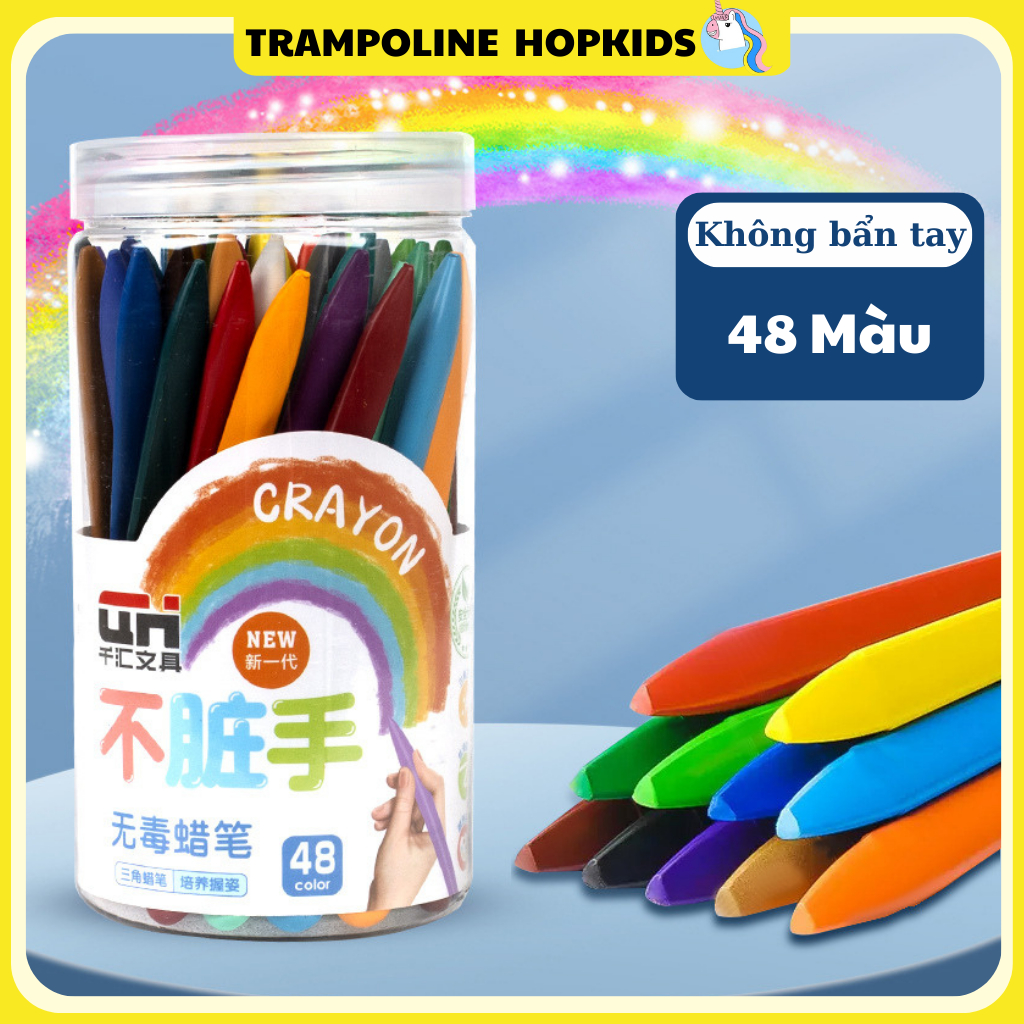 Bút Màu Hữu Cơ Cho Bé Hộp Nhựa, Bút Sáp Màu Tự Nhiên An Toàn 12/24/48 Màu, Không Bẩn Tay Và Quần Áo