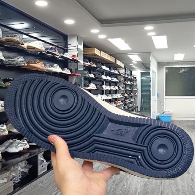 Giày AF1 Low Cream Navy Giày Nikee AF1 Trắng Vệt Đế Xanh Than Navy  Nam Nữ Full Bill Box- Yabi _ Boutique
