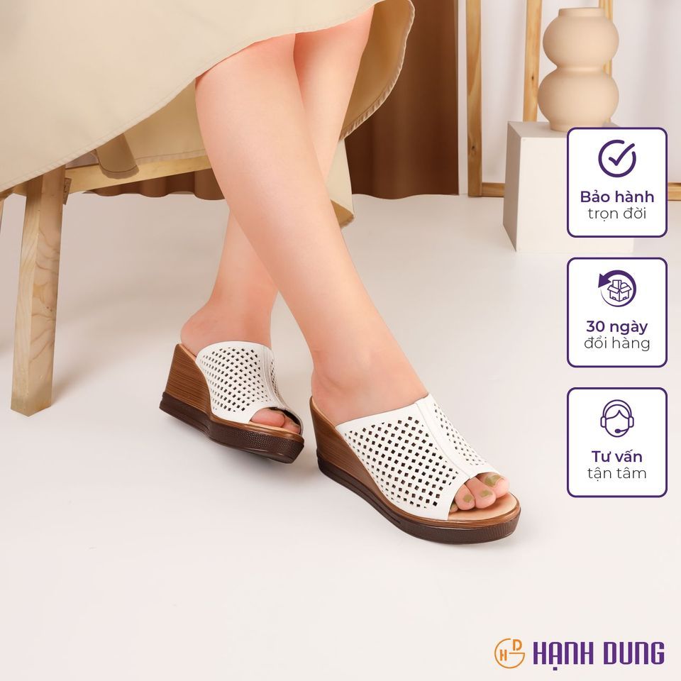 Dép Xuồng Hạnh Dung HD29122AY ( Màu Đen - Kem - Trắng )