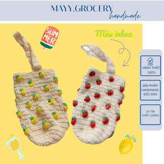 Túi đựng bình nước bình giữ nhiệt họa tiết trái dâu handmade từ len độc đáo