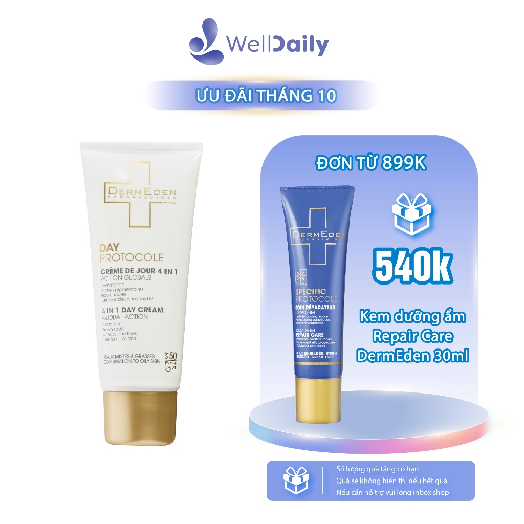Kem Chống Nắng Spf50 Pa +++ Kết Hợp Dưỡng Da Cho Da Dầu Dermeden Chống Lão Hóa, Giảm Tàn Nhang Và Nếp Nhăn