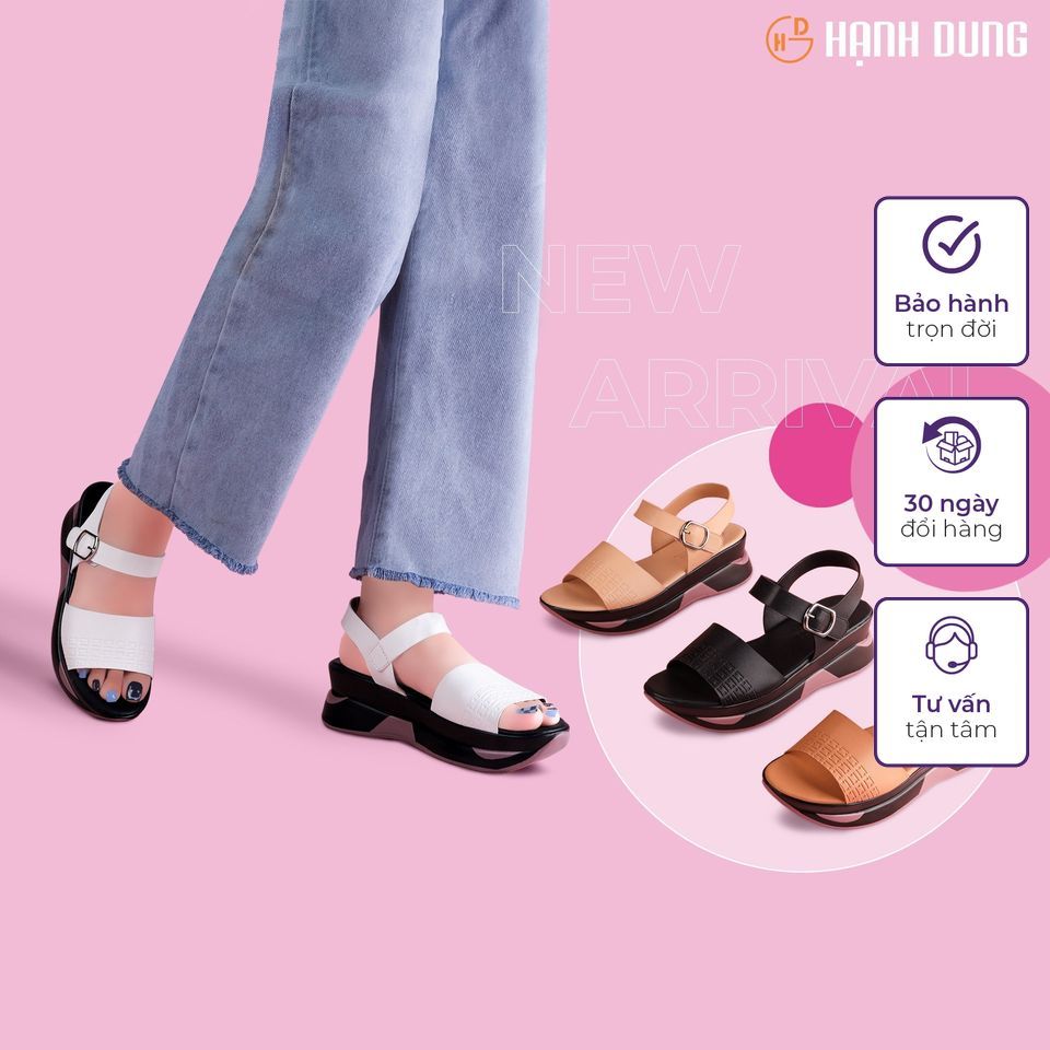 Giày Sandal Xuồng Hạnh Dung HD04798AD ( Màu Kem - Đen Trắng - Bò - Xám )
