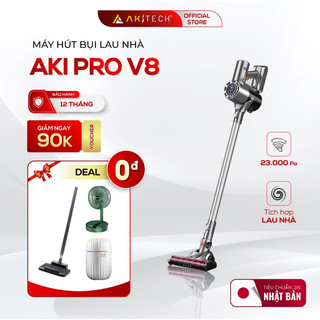 Máy hút bụi lau nhà cầm tay không dây AKI PRO V8 màn hình LED cảm ứng làm sạch nhà cửa giường nệm lực hút  23000