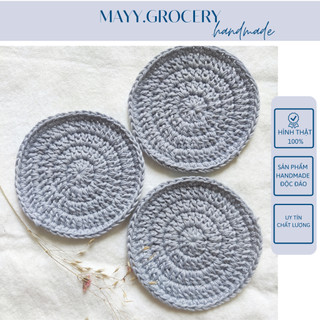 Đế lót cốc, miếng lót ly thấm nước hình tròn handmade từ len