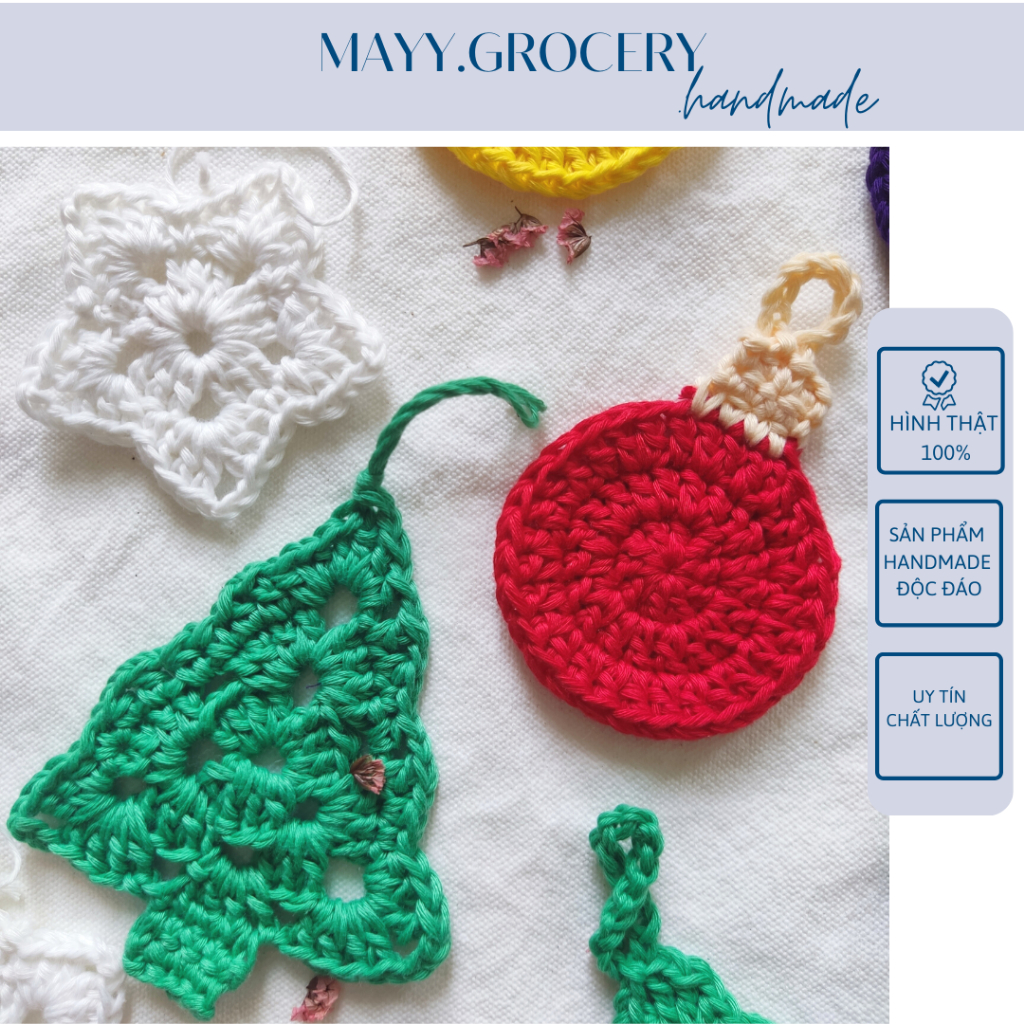 Phụ kiện treo trang trí cây thông Noel/Giáng sinh handmade từ len