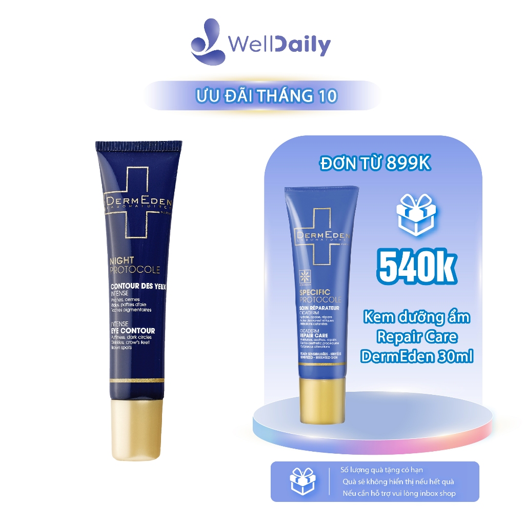 Kem Mắt Làm Mờ Quầng Thâm Nếp Nhăn Bọng Mắt, Tàn Nhang Dermeden Eye Contour Retinol 1% + Niacinamide 5%