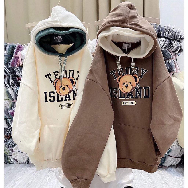 Áo Hoodie Nỉ TEDDY ISLAND 2 Mũ Unisex Freesize Có Video Thật