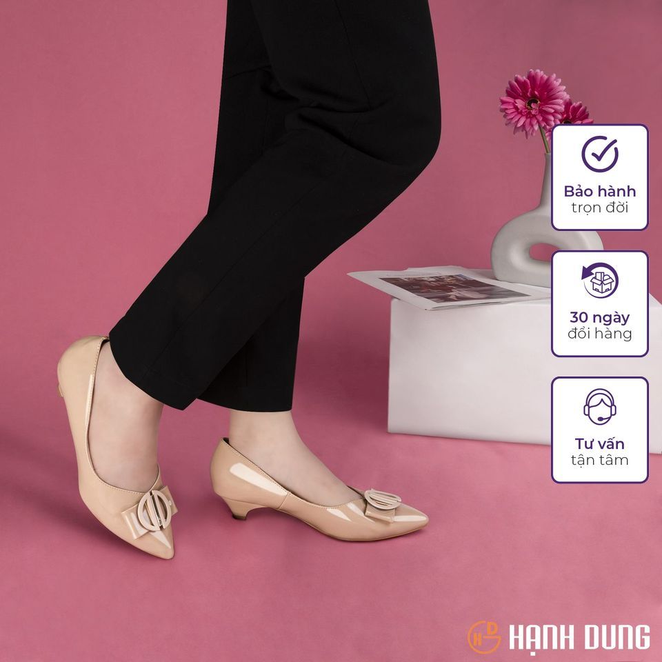 Giày Bít Cao Gót Hạnh Dung HD04739AD ( Màu Nâu - Kem - Đen Mờ - Đen Bóng )