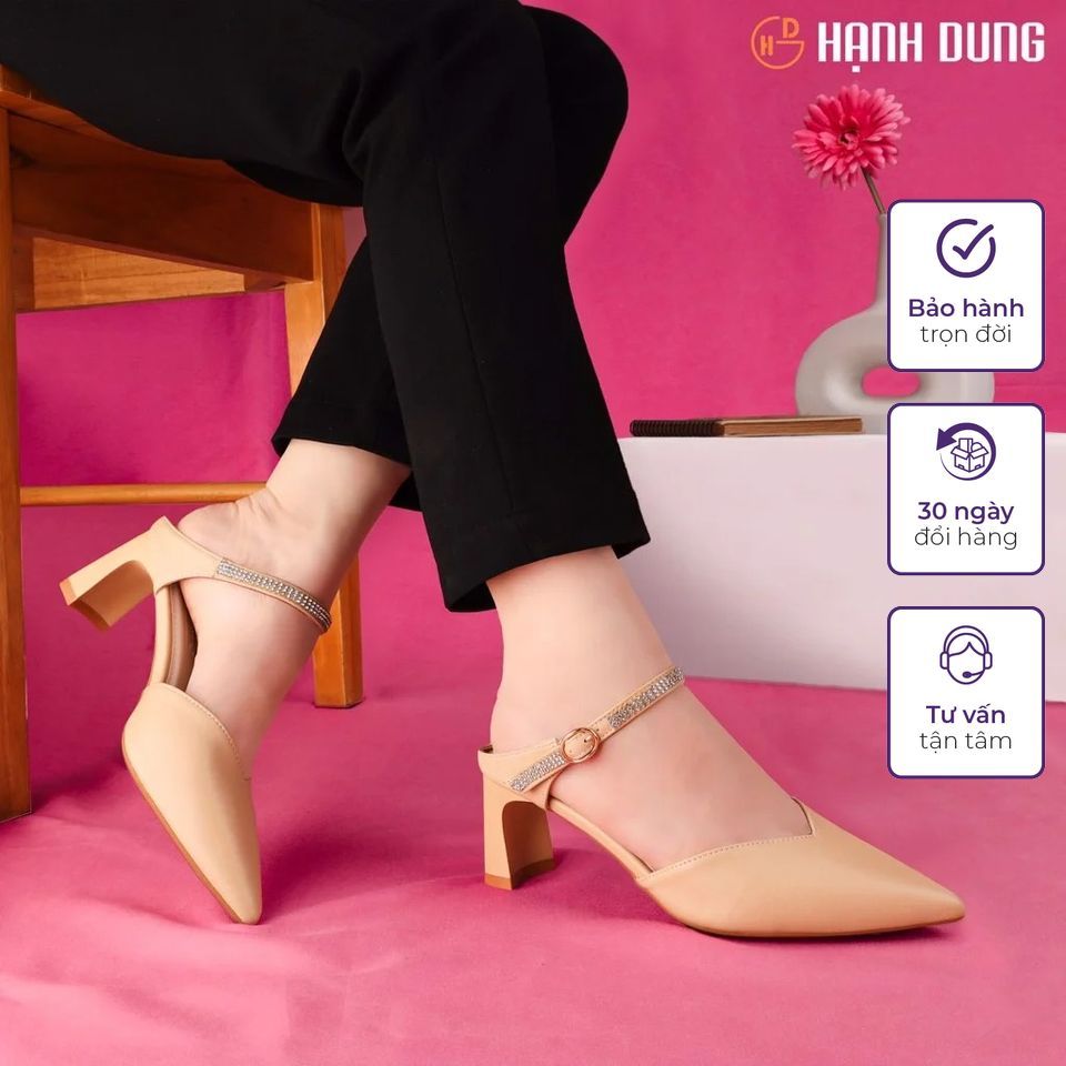 Dép Bít Mũi Hạnh Dung HD27140BI ( Màu Trắng - Đen - Kem )