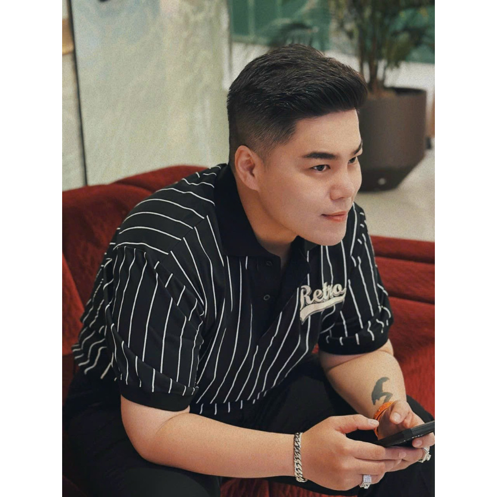 Áo thun polo bigsize nam phối sọc dọc retro < 140kg