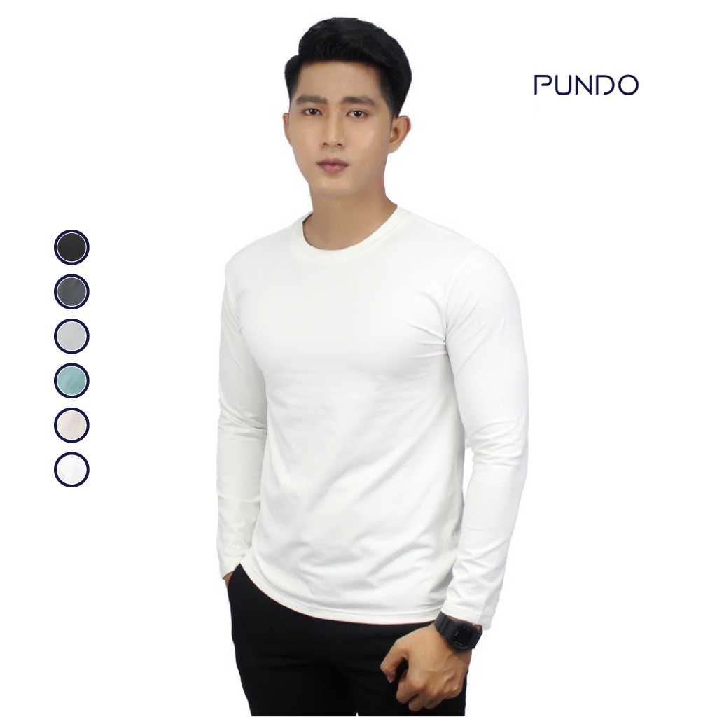 Áo thun nam tay dài cao cấp hàn quốc phông trơn vải cotton PUNDO ATPD25