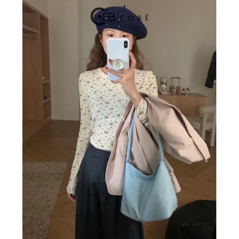 ÁO LEN TĂM IN HOA TAY DÀI 5 màu | COBÉ VINTAGE