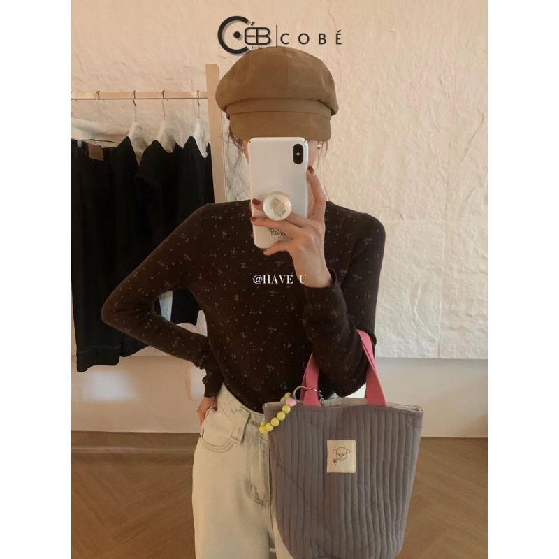 ÁO LEN TĂM IN HOA TAY DÀI 5 màu | COBÉ VINTAGE