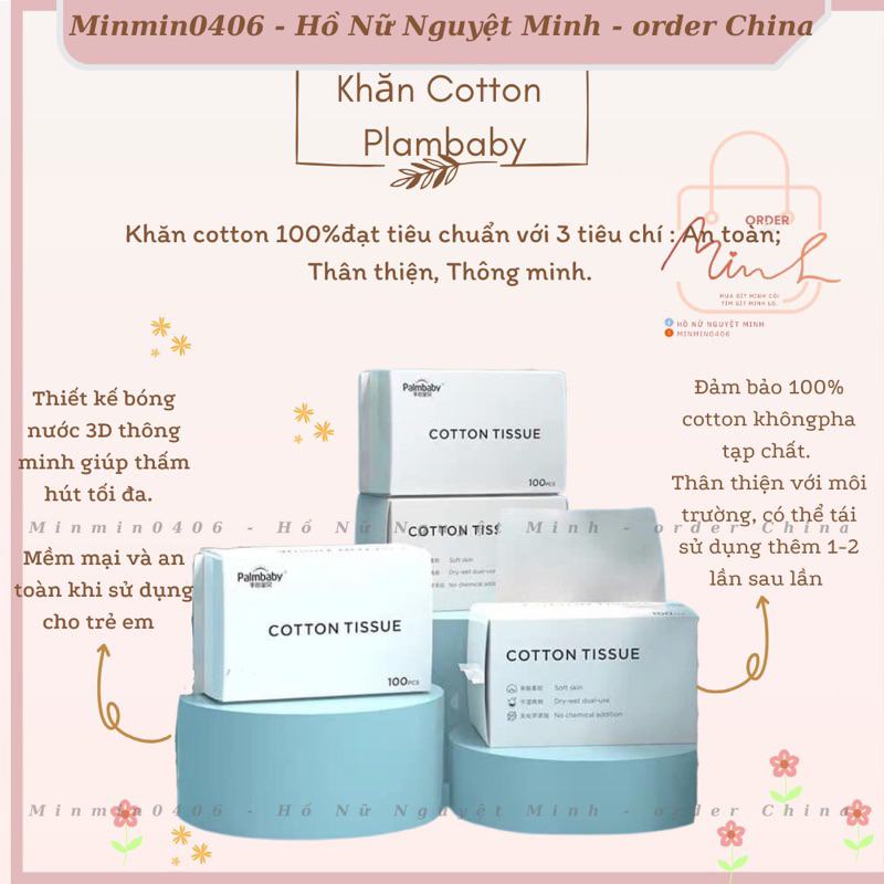 Khăn Cotton 100% Plambaby  - túi 100 khăn