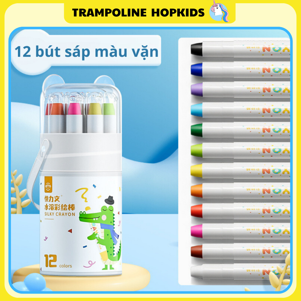Màu Sáp Dầu, Bút Sáp Vặn Bút Màu Sáp Kiêm Màu Nước Cho Bé Hopkids Màu Gốc Dầu Tan Trong Nước Dễ Làm Sạch 12/24/36/48 Màu