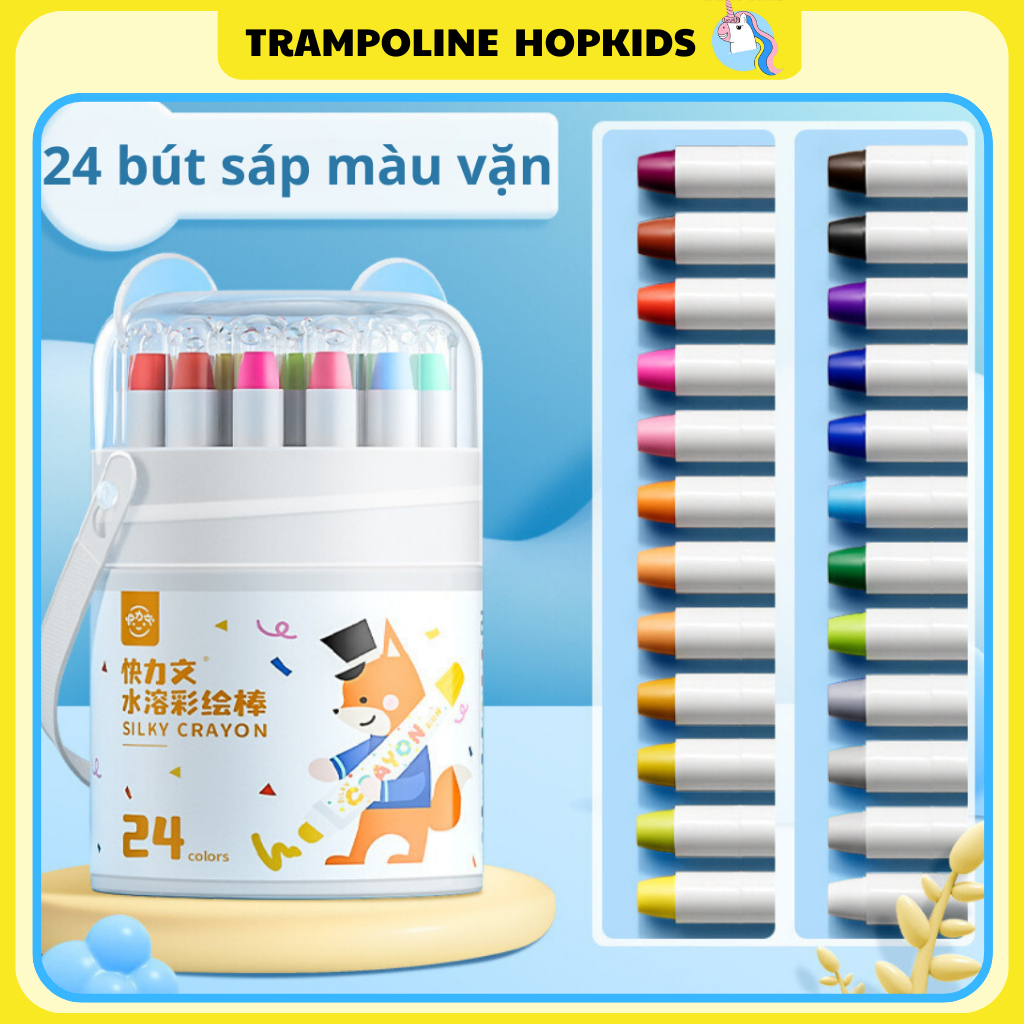 Màu Sáp Dầu, Bút Sáp Vặn Bút Màu Sáp Kiêm Màu Nước Cho Bé Hopkids Màu Gốc Dầu Tan Trong Nước Dễ Làm Sạch 12/24/36/48 Màu