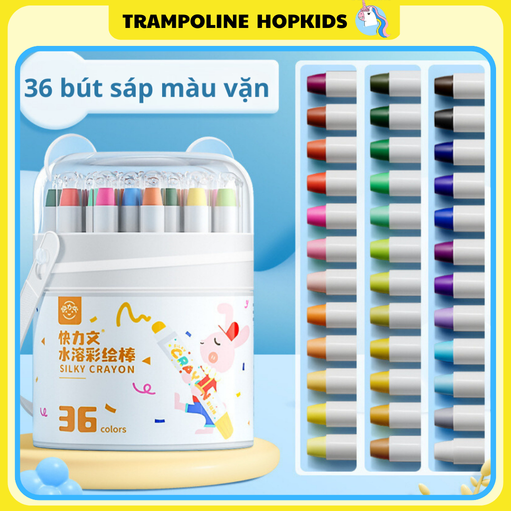 Màu Sáp Dầu, Bút Sáp Vặn Bút Màu Sáp Kiêm Màu Nước Cho Bé Hopkids Màu Gốc Dầu Tan Trong Nước Dễ Làm Sạch 12/24/36/48 Màu