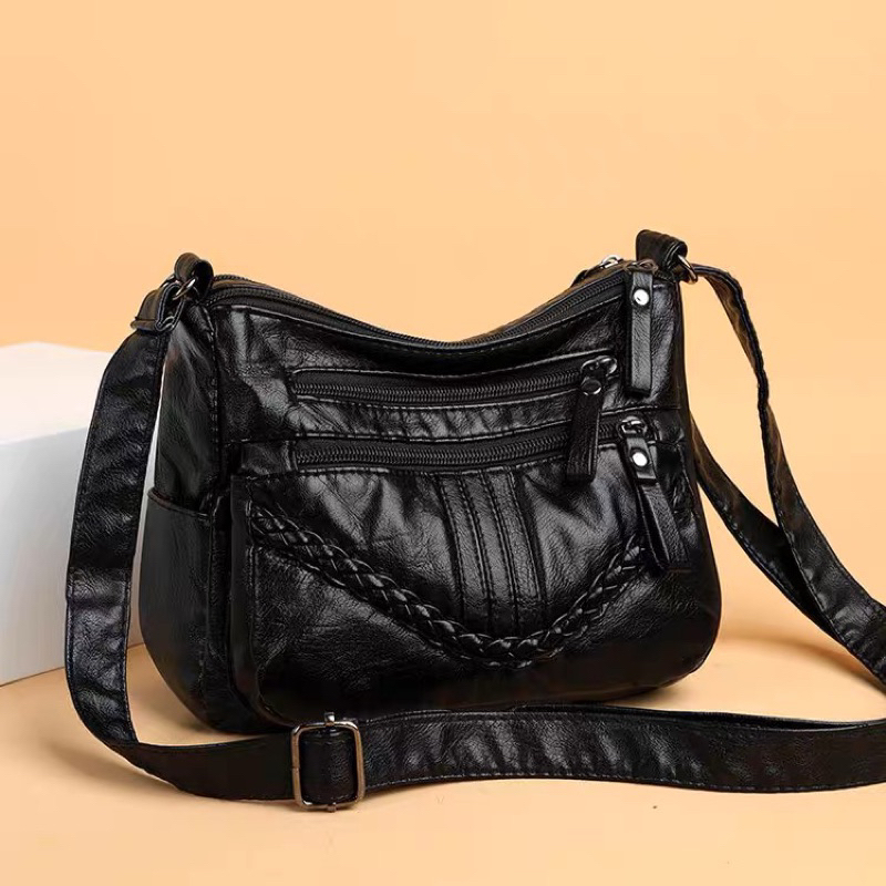 Túi Xách Đeo Chéo Da Mềm Dang Cho Nữ Nhiều Ngăn Khoá Kéo