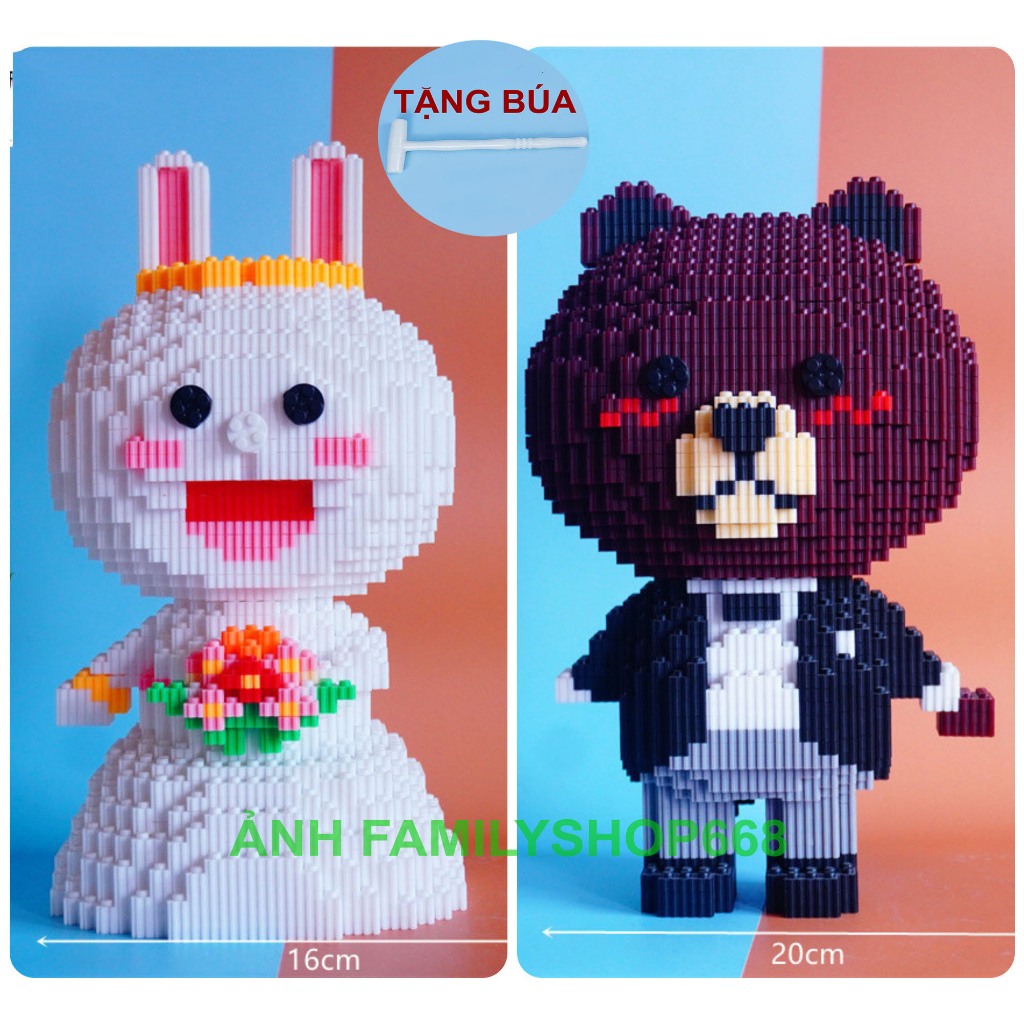 Xếp hình le go đám cưới thỏ và gấu cỡ lớn size to 30-32cm đồ chơi xếp hình nano 3d cho bé chuẩn mẫu có sẵn