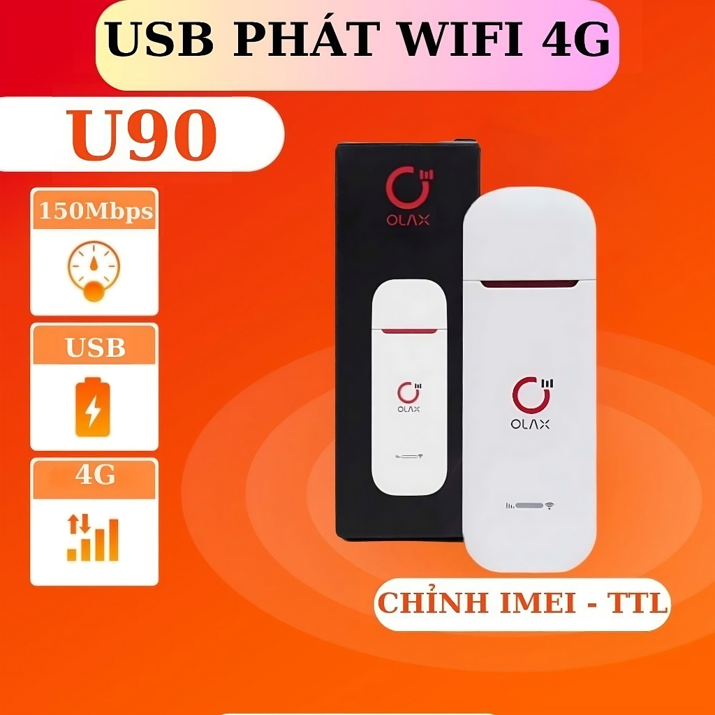 Phát Wifi 4G Olax U90 tốc độ 150Mbps đa mạng – hỗ trợ 10 thiết bị truy cập cùng lúc