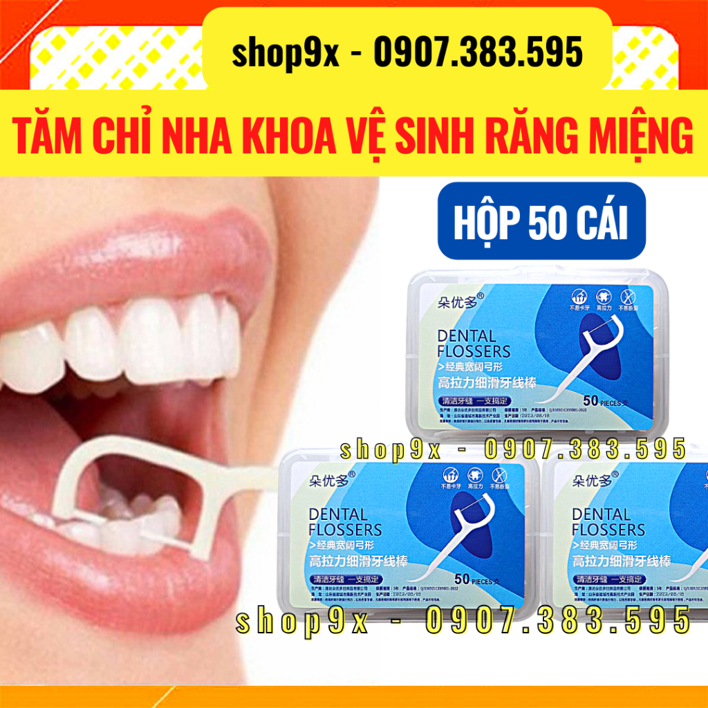 Tăm Chỉ Nha Khoa Vệ Sinh Răng Miệng Dental Flossers Nội Địa Trung (Hộp 50 Cây / Có Bán Lẻ) Shop9X