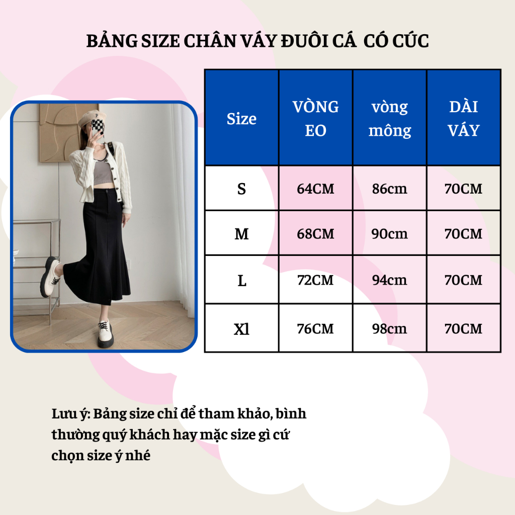 Chân Váy đuôi cá co dãn 4 chiều SATYLISK CV24 phối cúc giả phía trước